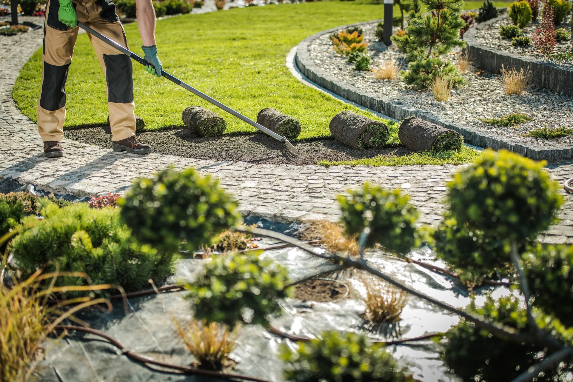 General landscaping work and turf installation